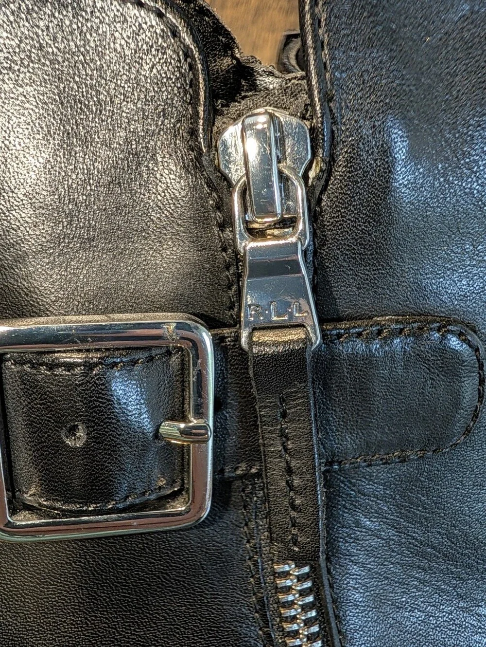 Lauren Ralph Lauren Black Leather Buckle Ankle Boots NWOT